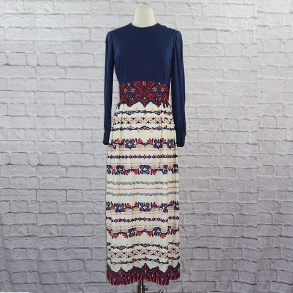 Vintage 70s Regency Maxi Dress